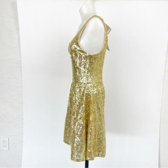 B.DARLIN GOLD SEQUIN MINI DRESS Cut Out/Bow   Prom Party Small - Picture 3 of 9